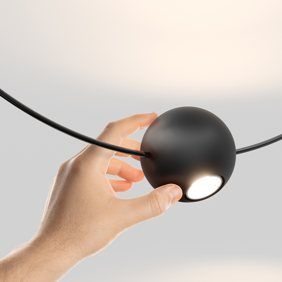 Elara Pendel Large Matt Black/Glossy Black