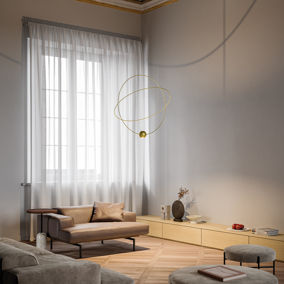 Elara Pendel Large Matt Gold/Glossy Gold