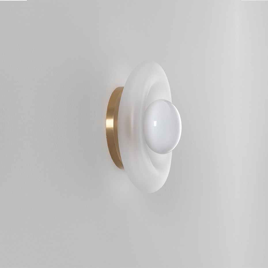 Pillow Taklampa/Vägglampa Small Brushed Brass/Clear/Celadon