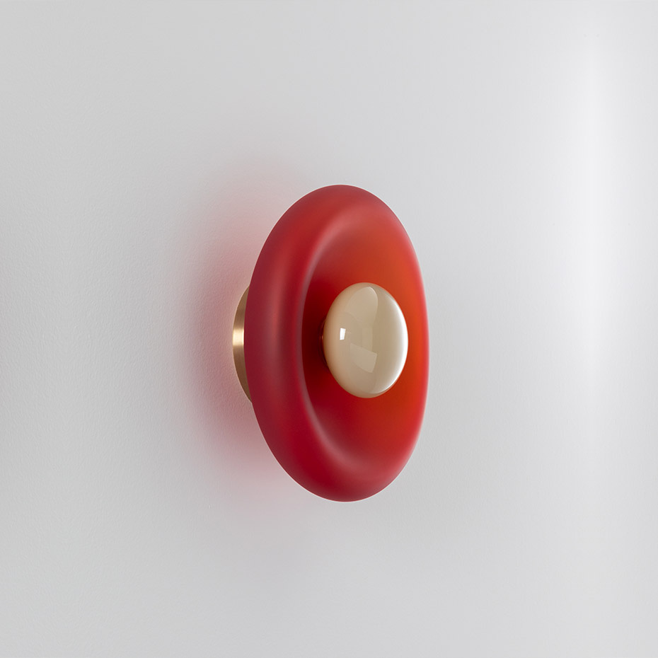 Pillow Taklampa/Vägglampa Medium Brushed Brass/Strawberry/Celadon