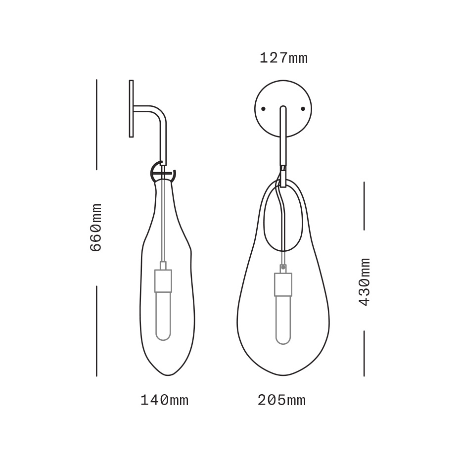 Hold 18 Vägglampa Brushed Brass/Clear