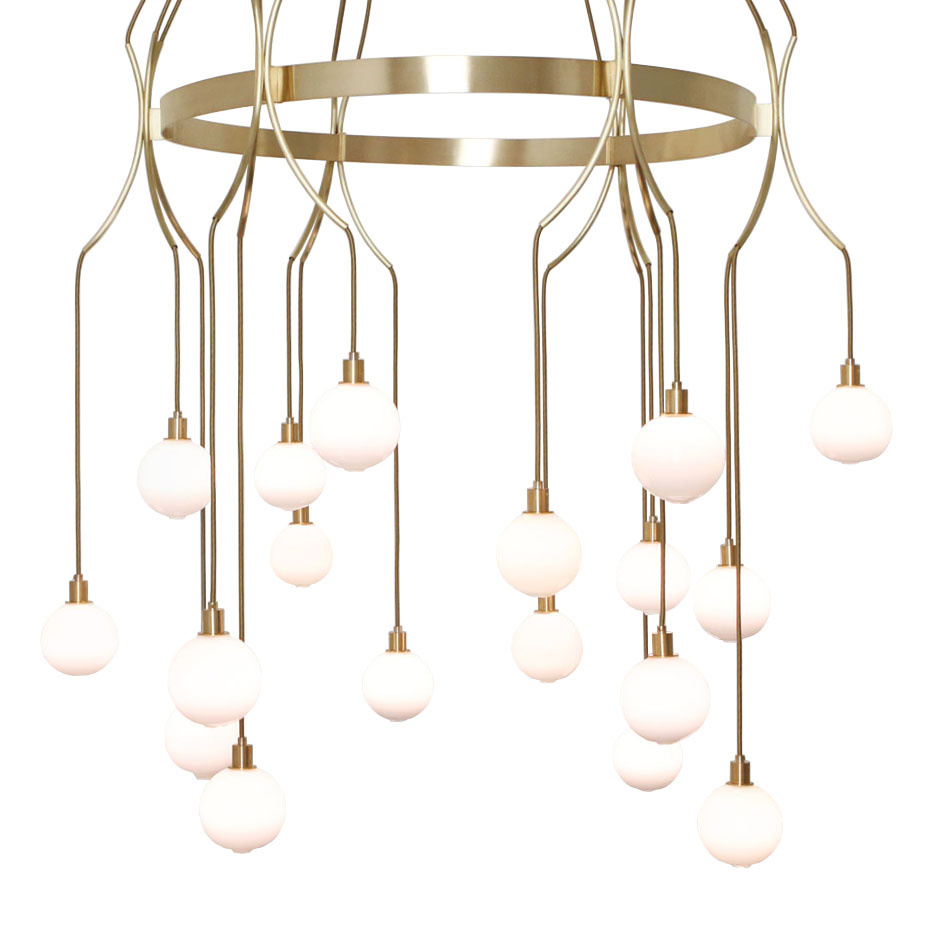 Drape Skirt 18 Ljuskrona Brushed Brass/White Dipped