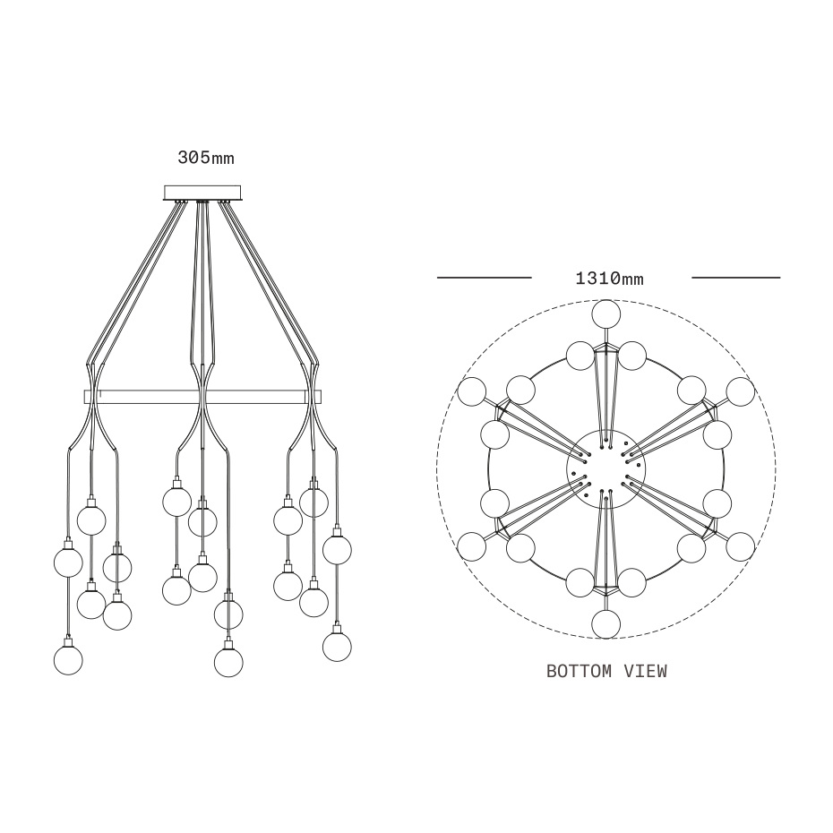 Drape Skirt 18 Ljuskrona Brushed Brass/White Dipped