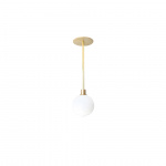 Stem 1X Pendel 110mm Sphere Brushed Brass/White Dipped Stem 1X Pendel 110mm Sphere Brushed Brass/White Dipped