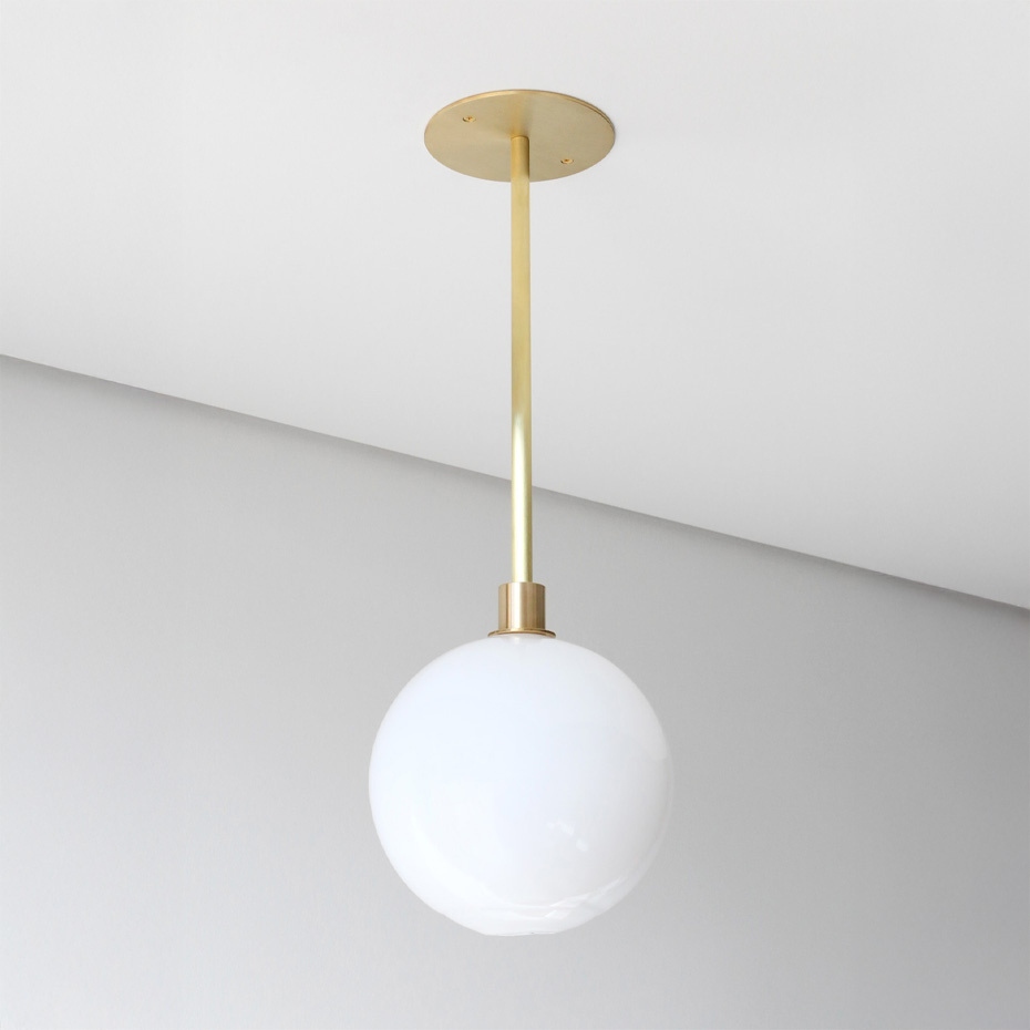 Stem 1X Pendel 180mm Sphere Brushed Brass/White Dipped