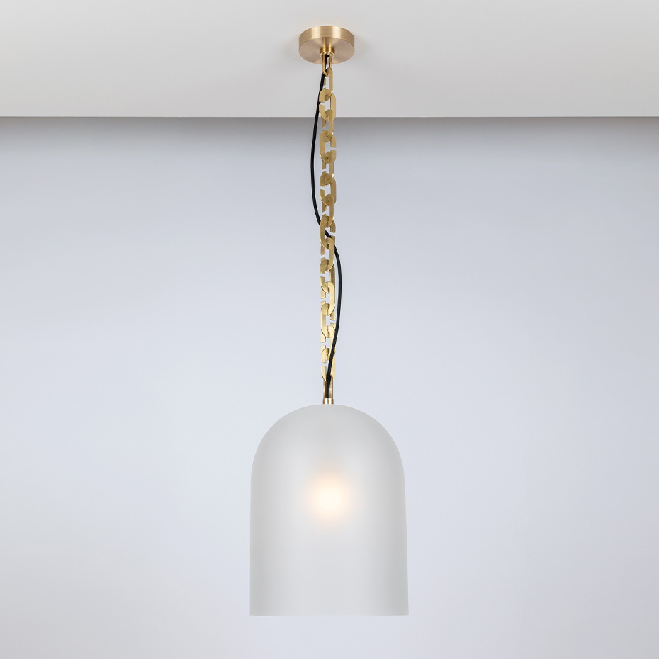 Dome 17 Pendel Small Chain Brushed Brass/Clear Frosted