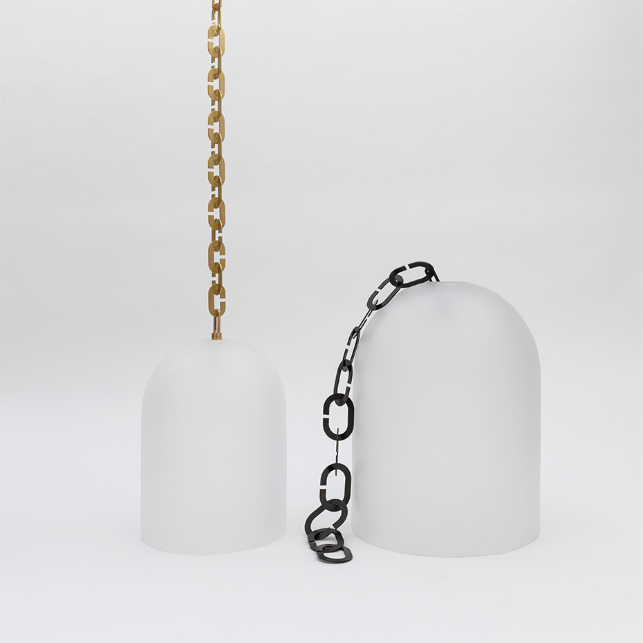 Dome 17 Pendel Small Chain Brushed Brass/Clear Frosted