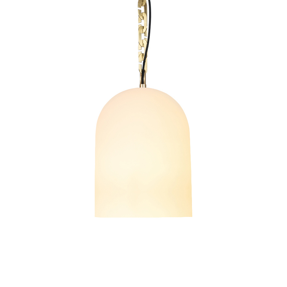 Dome 17 Pendel Small Chain Brushed Brass/White Frosted
