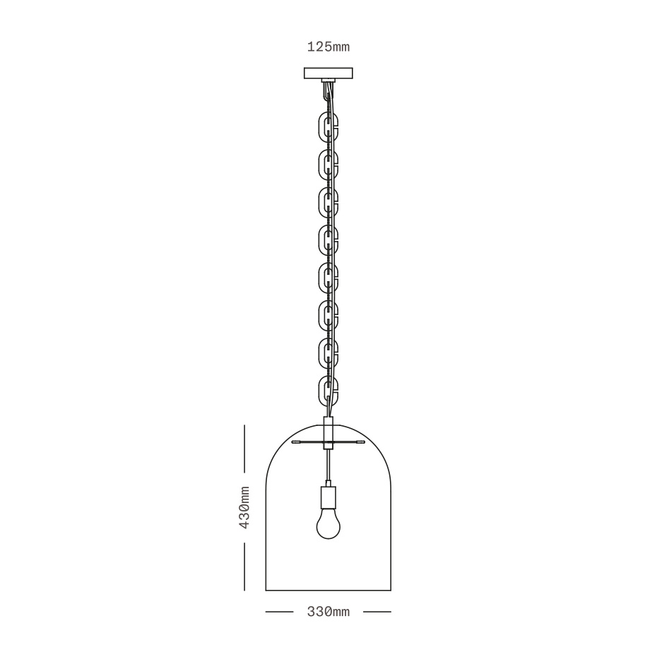 Dome 17 Pendel Small Chain Brushed Brass/White Frosted
