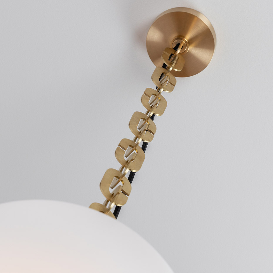 Dome 17 Pendel Small Chain Brushed Brass/White Frosted