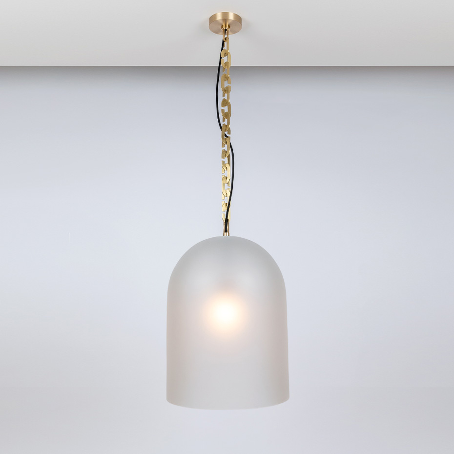 Dome 22 Pendel Small Chain Brushed Brass/Clear Frosted