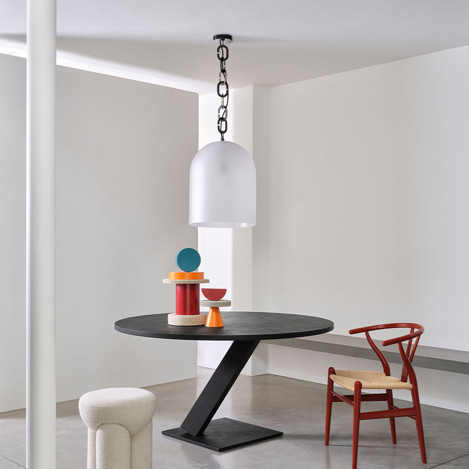 Dome 22 Pendel Small Chain Brushed Brass/Clear Frosted