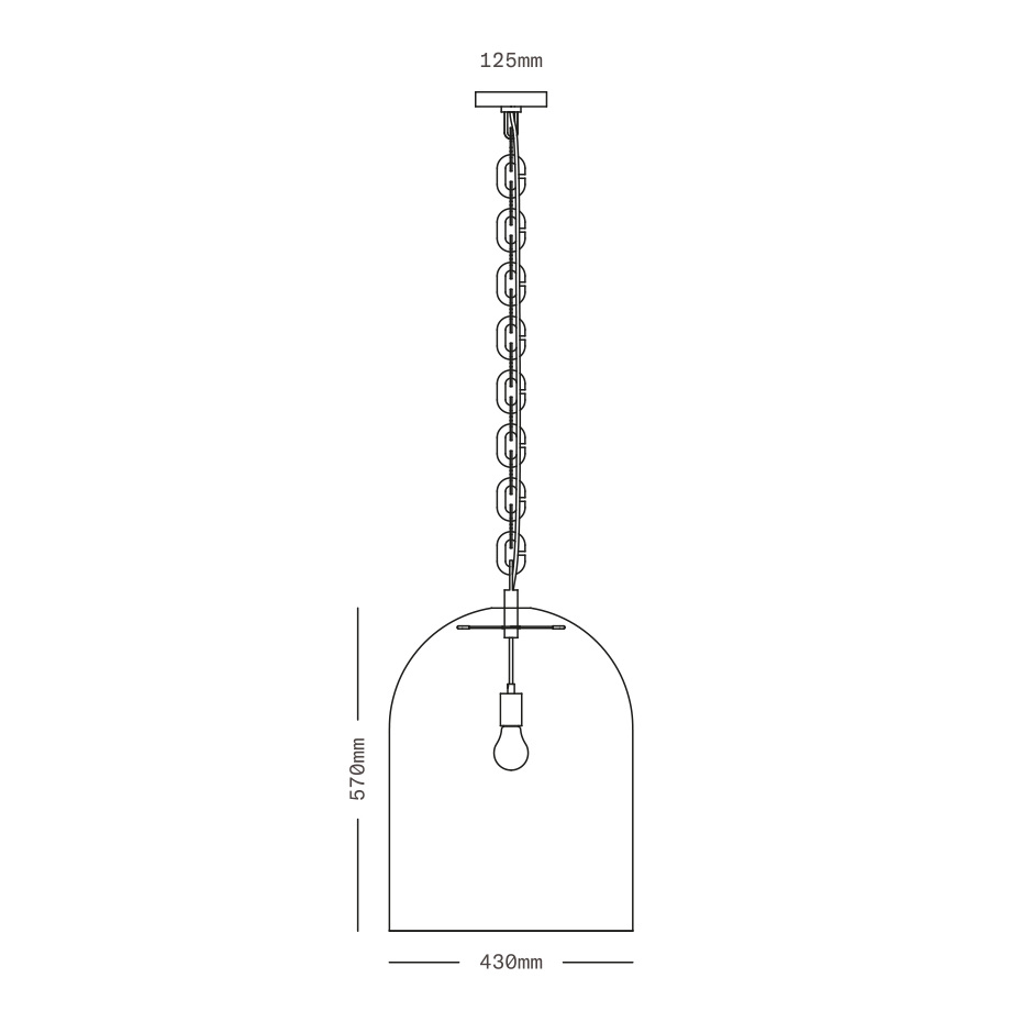 Dome 22 Pendel Small Chain Brushed Brass/Clear Frosted