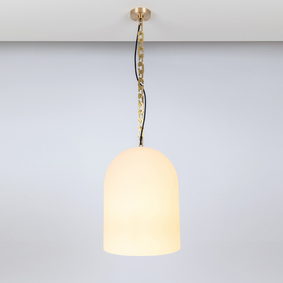 Dome 22 Pendel Small Chain Brushed Brass/White Frosted