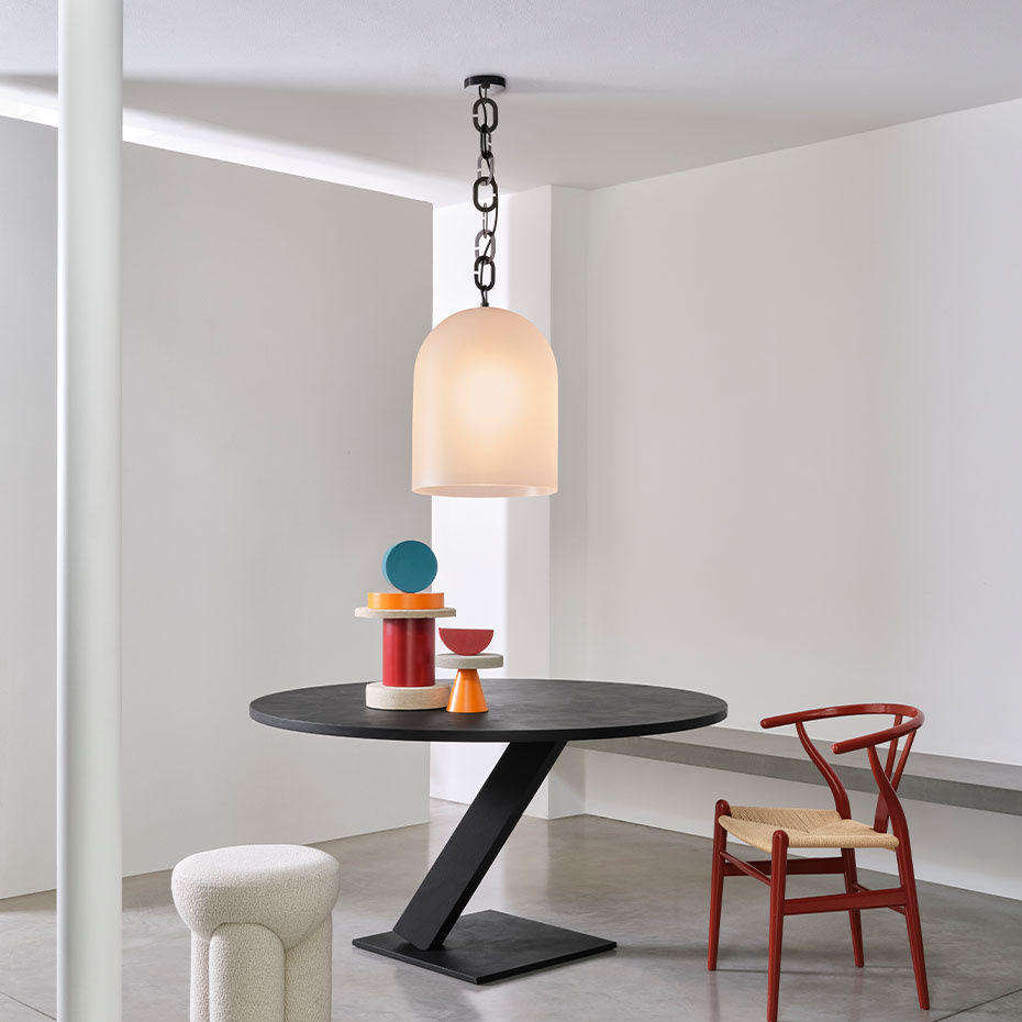 Dome 22 Pendel Small Chain Brushed Brass/White Frosted