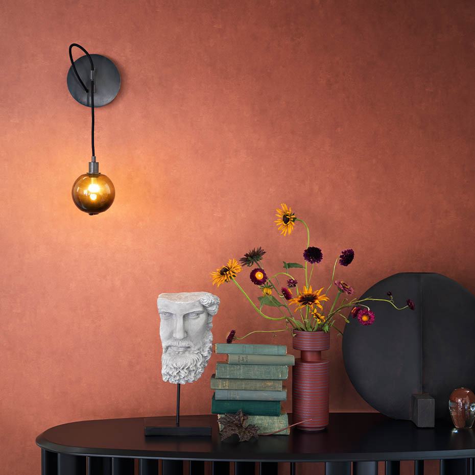 Drape Arm 1.09 Vägglampa 110mm Sphere Dark Oxidized/White Dipped