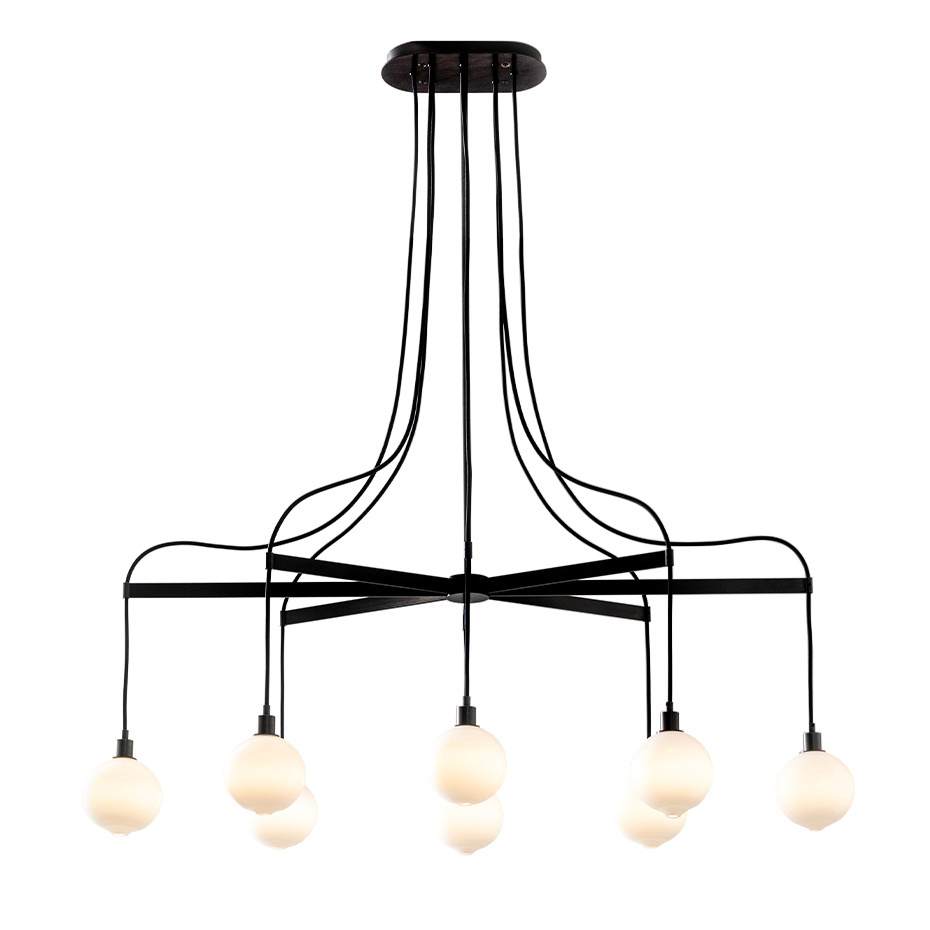 Drape Arm 8 Ljuskrona 110mm Sphere Dark Oxidized/White Dipped