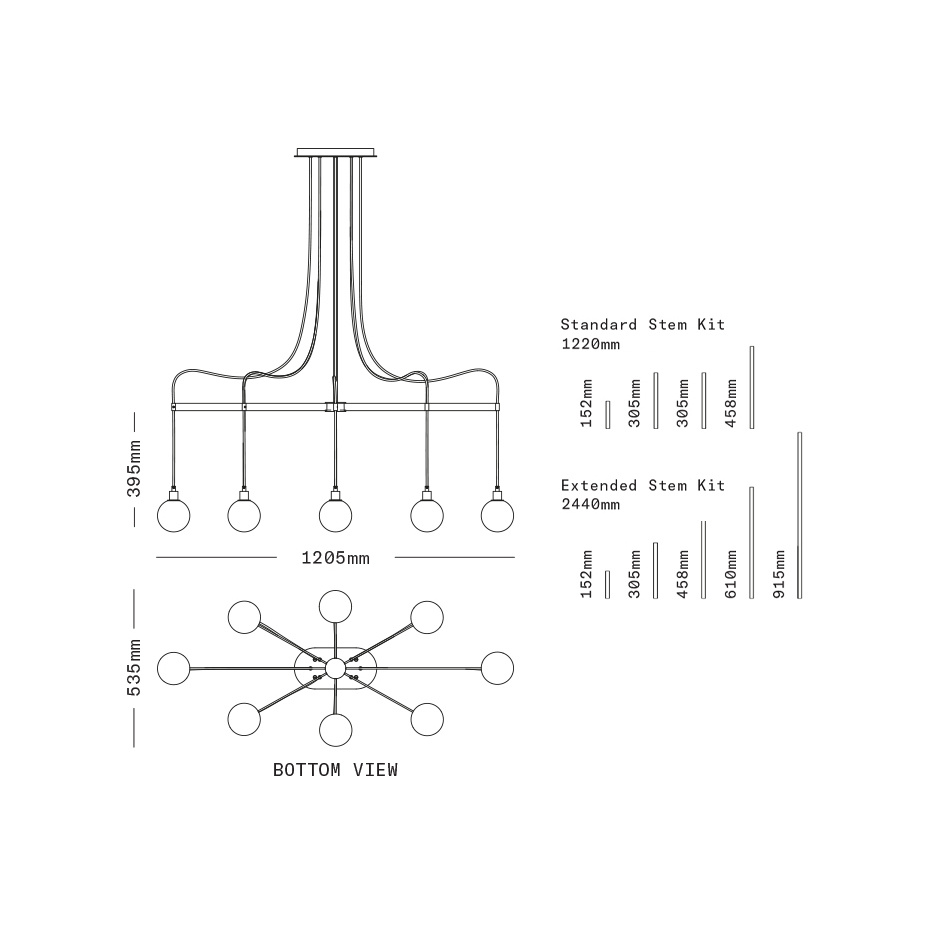 Drape Arm 8 Ljuskrona 110mm Sphere Dark Oxidized/White Dipped