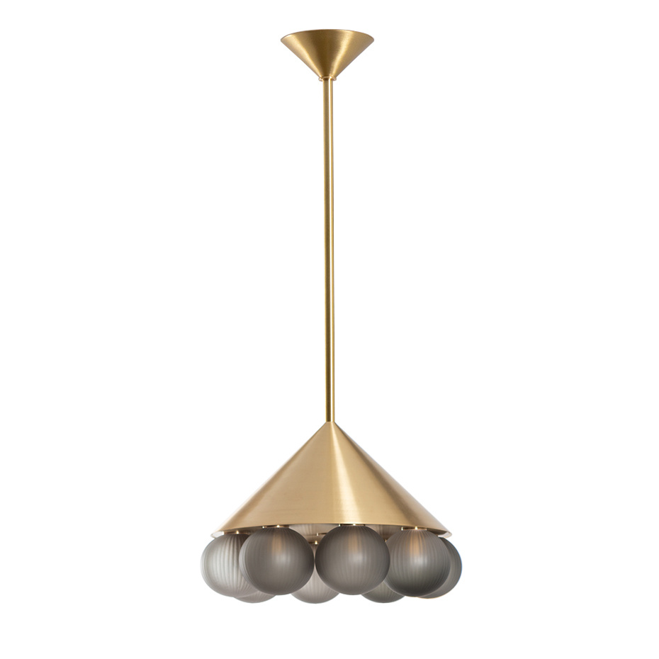 Peak 8 Ljuskrona Brushed Brass/Neutral Gray Textured