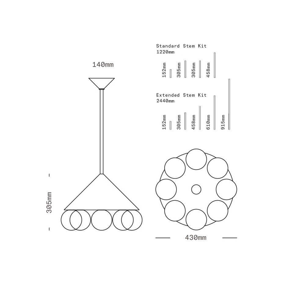 Peak 8 Ljuskrona Brushed Brass/Neutral Gray Textured