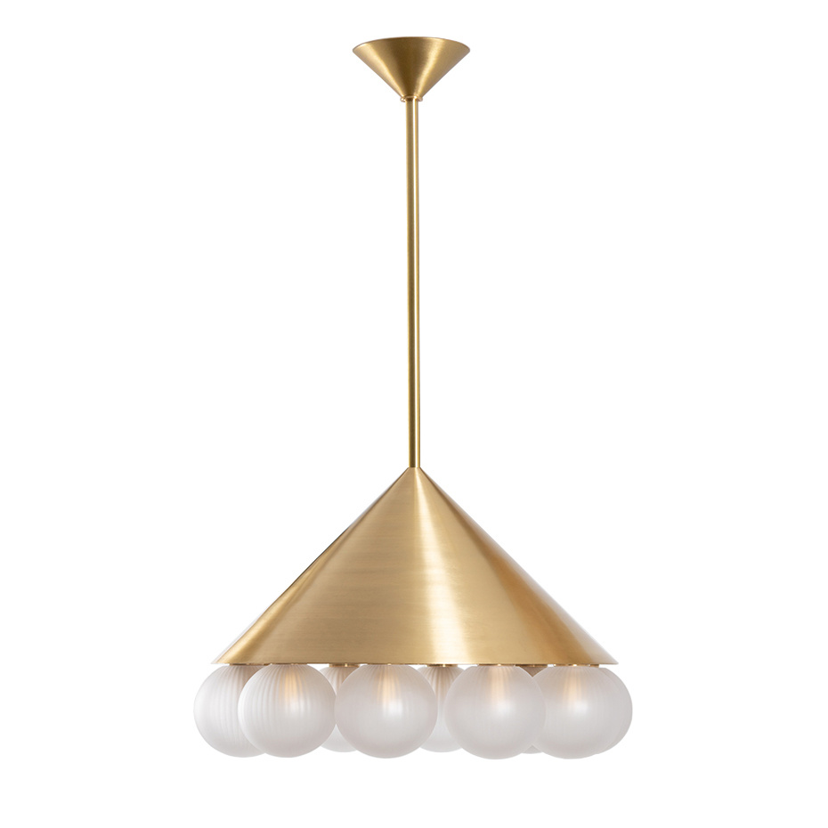 Peak 10 Ljuskrona Brushed Brass/Clear Textured