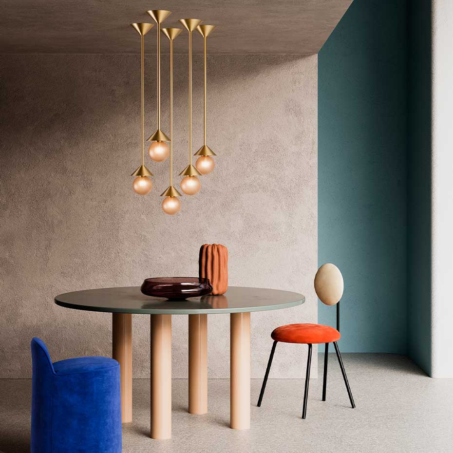 Peak Pendel 110mm Sphere Brushed Brass/Neutral Gray Textured