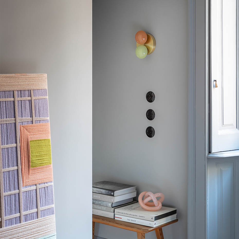 Dot 2X Taklampa/Vägglampa Brushed Brass/Apricot/Flamingo