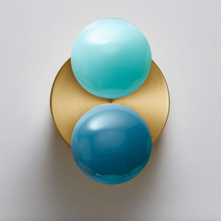 Dot 2X Taklampa/Vägglampa Brushed Brass/Celadon/New Blue