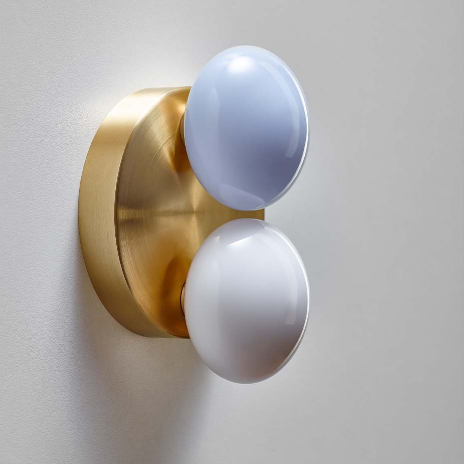 Dot 2X Taklampa/Vägglampa Brushed Brass/Light Beige/White