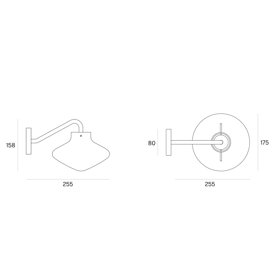 Repose 175 Vägglampa Black/Opal Glass