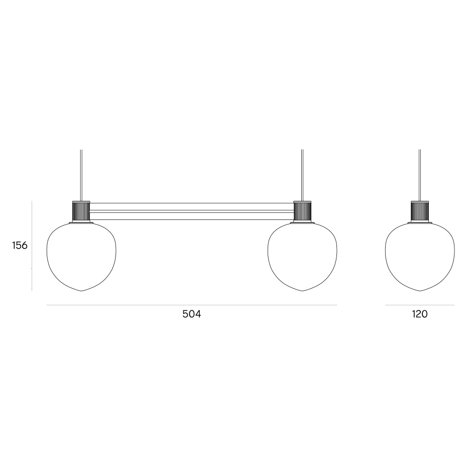 Memoir 120 Side By Side II Pendel Brass/Opal Glass