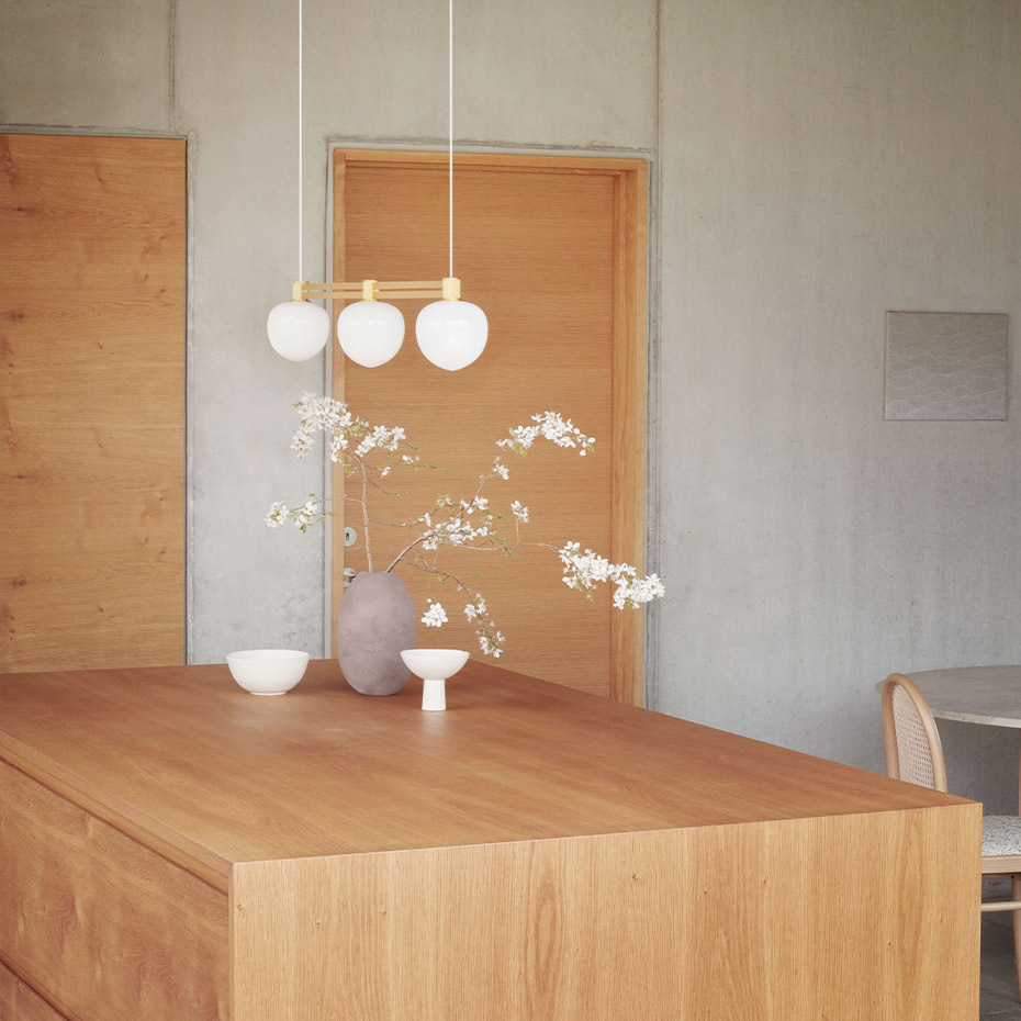 Memoir 120 Side By Side III Pendel Brass/Opal Glass