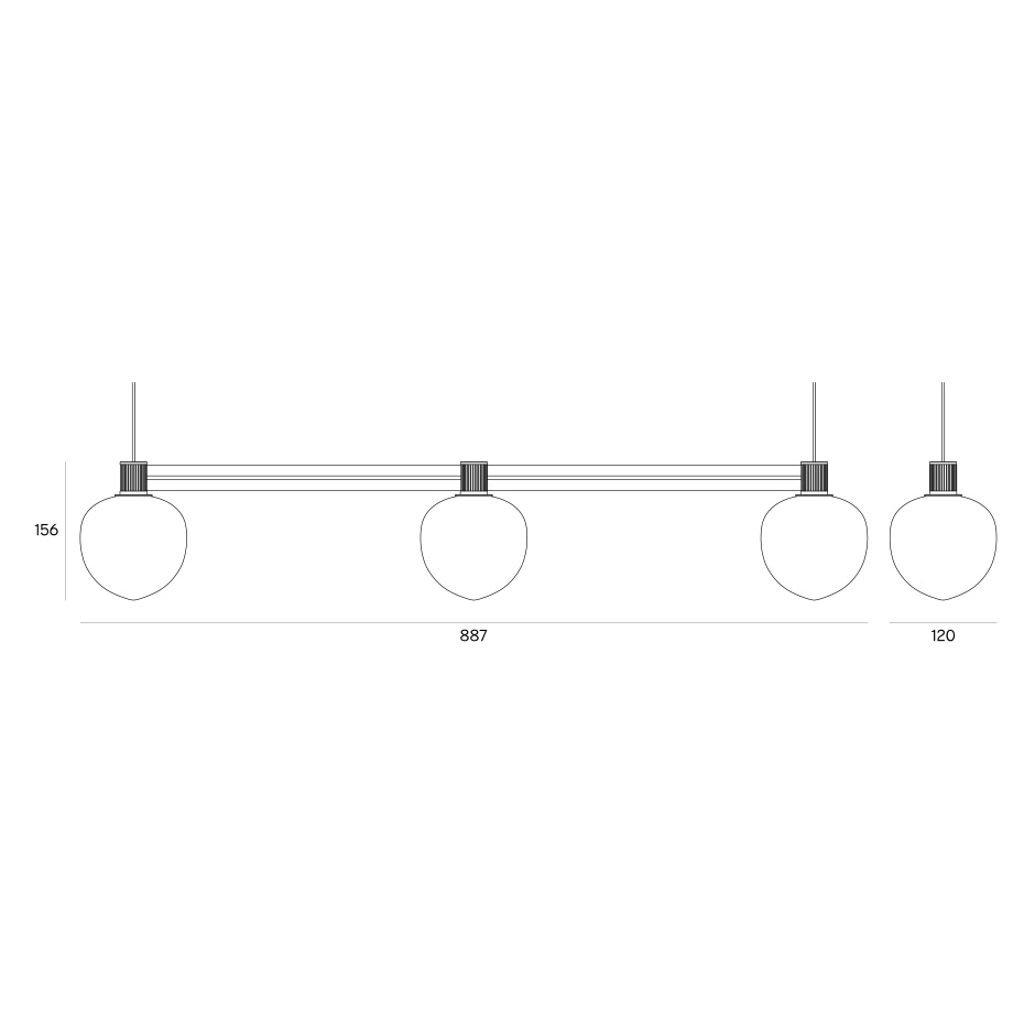 Memoir 120 Side By Side III Pendel Black/Opal Glass