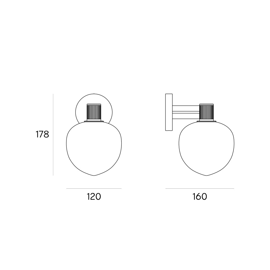 Memoir 120 Vägglampa Black/Opal Glass