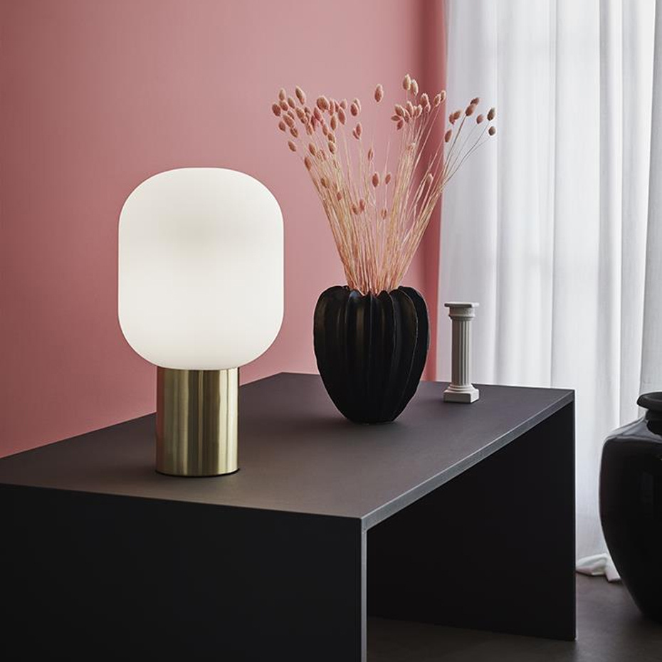 Brooklyn Bordslampa Liten Mässing/Opalglas