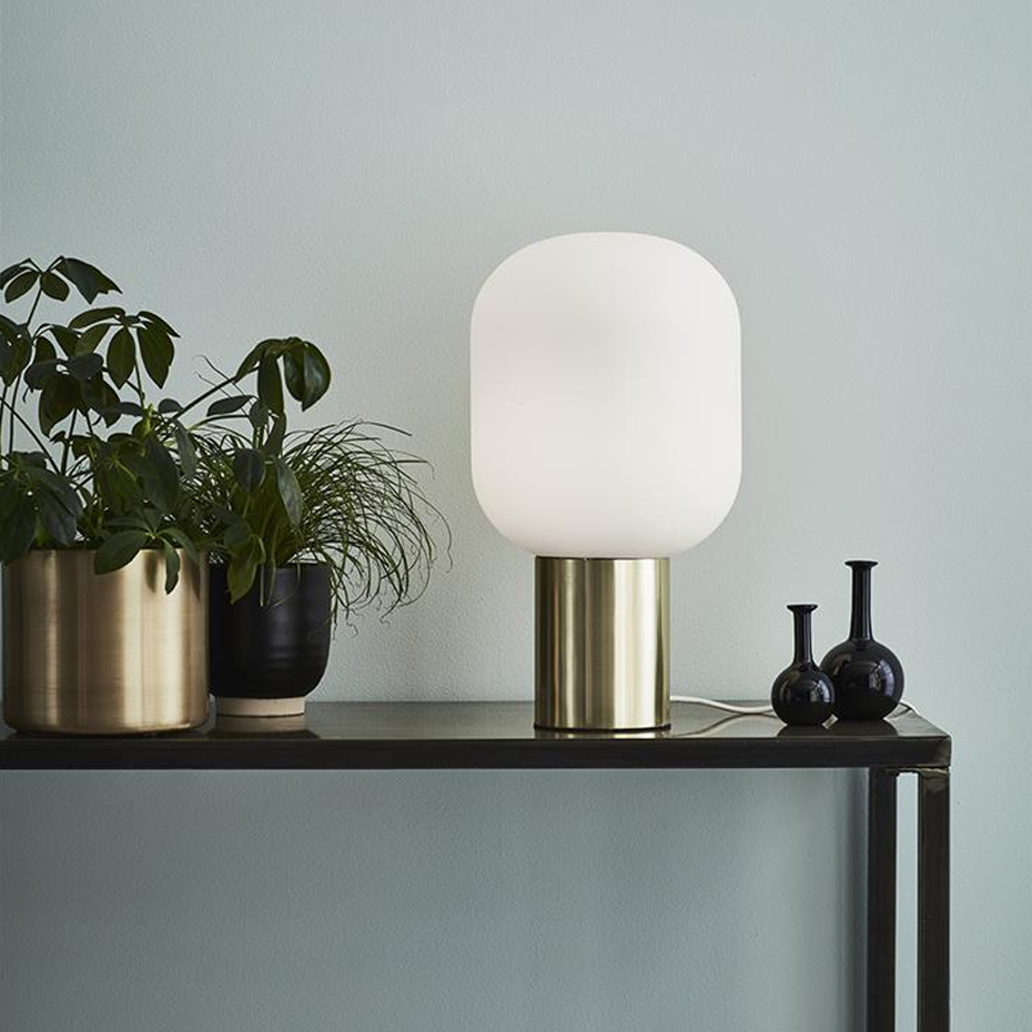 Brooklyn Bordslampa Liten Mässing/Opalglas