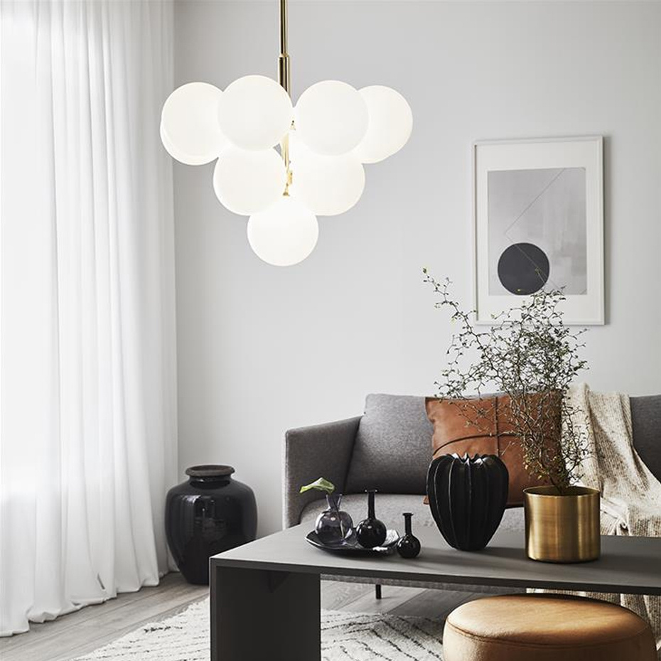 Merlot Pendel Mässing/Opalglas