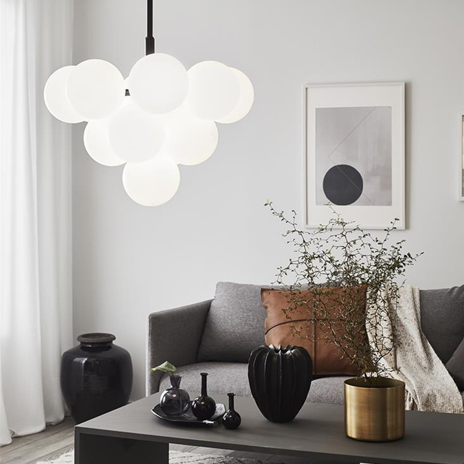 Merlot Pendel Svart/Opalglas