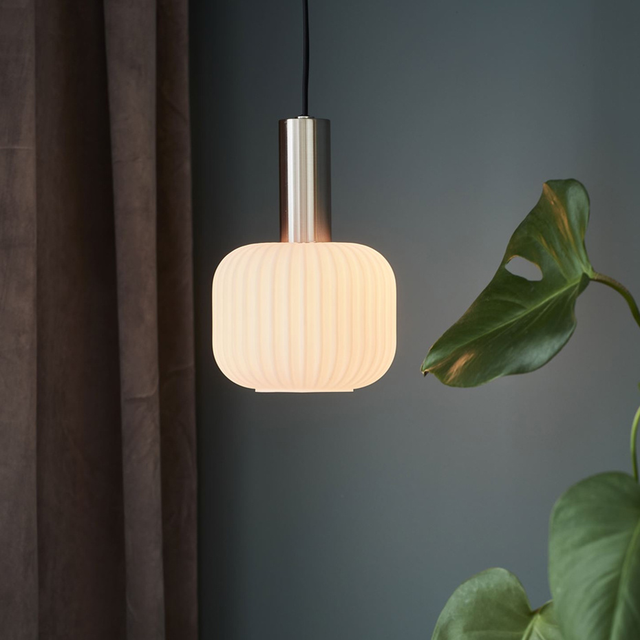 Sober Pendel Stål/Opalglas