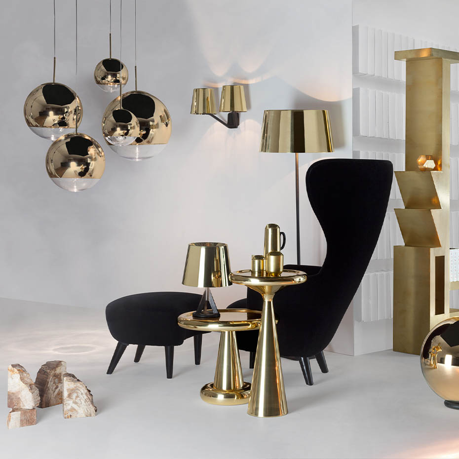 Mirror Ball Medium LED Pendel Gold