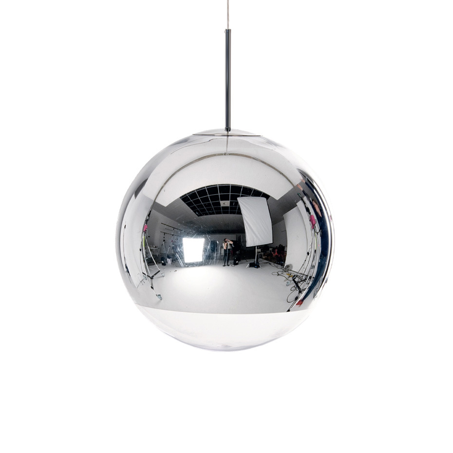 Mirror Ball Large LED Pendel Silver