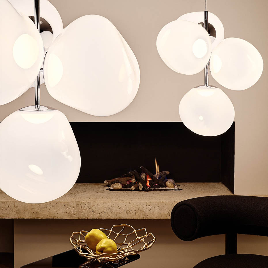 Melt Small LED Ljuskrona Opalescent/Gold