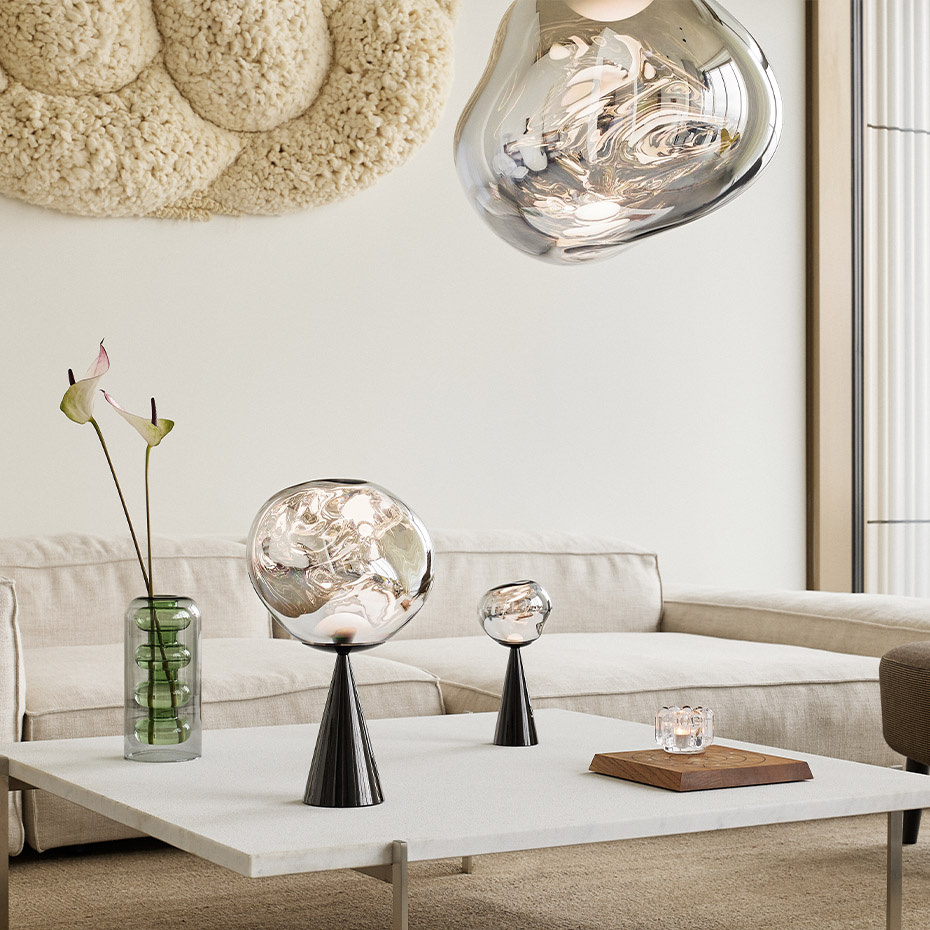 Melt Cone Fat LED Bordslampa Silver