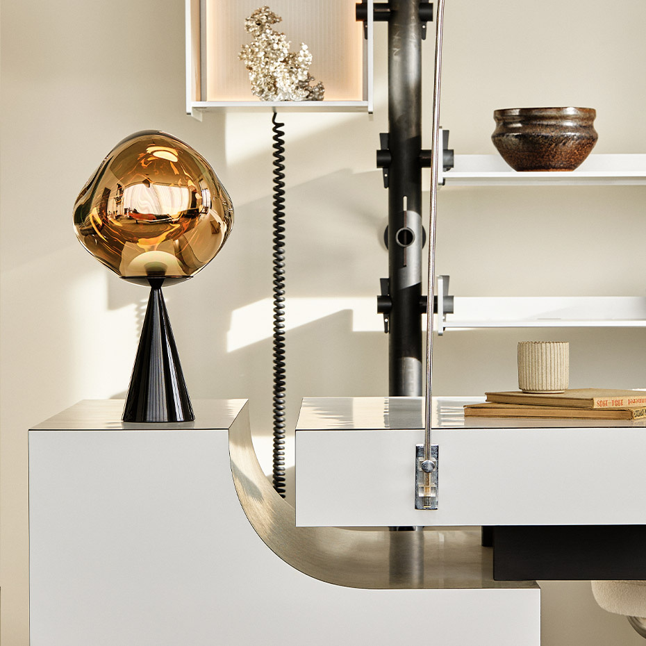 Melt Cone Fat LED Bordslampa Copper