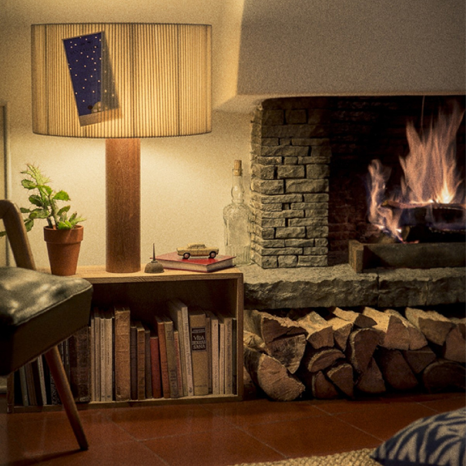 Moragas Bordslampa Sapeli Wood/Natural Ribbon