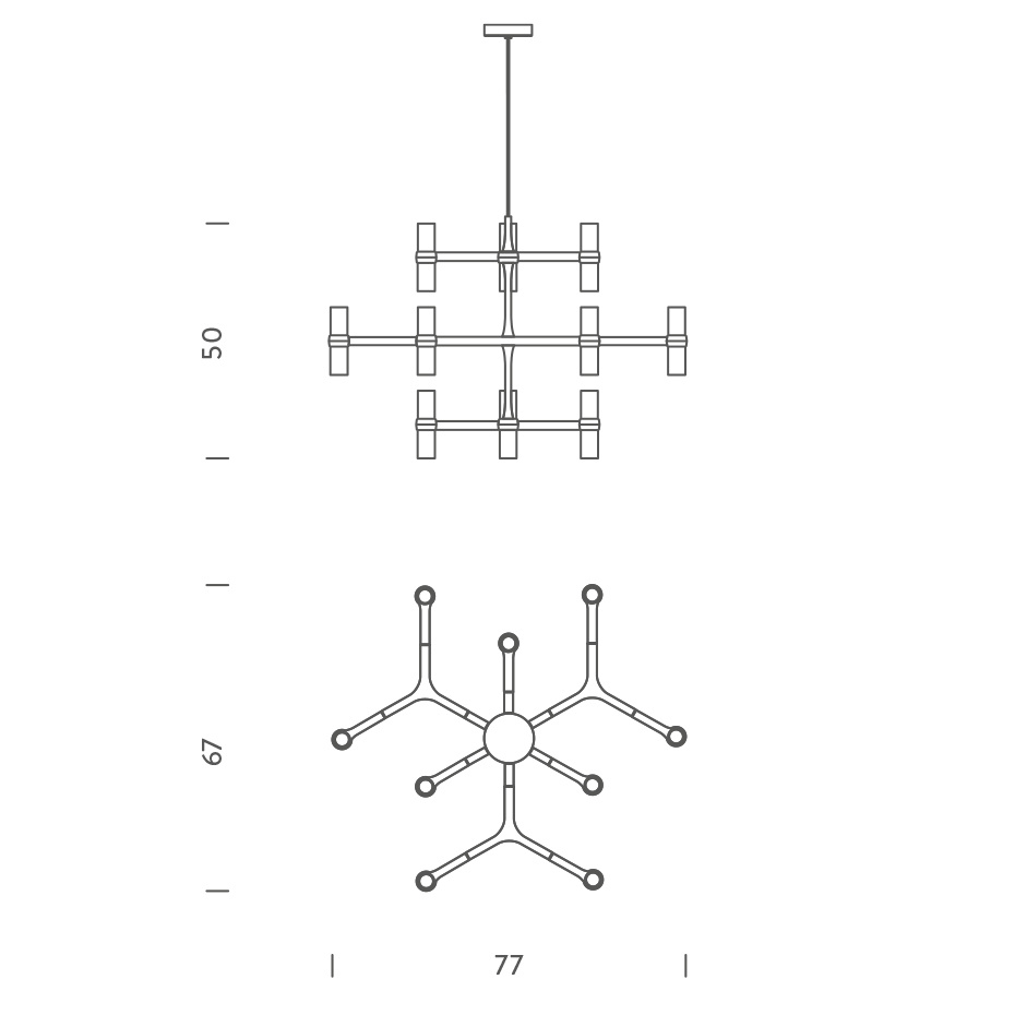 Crown Minor 12 Ljuskrona Black Plated