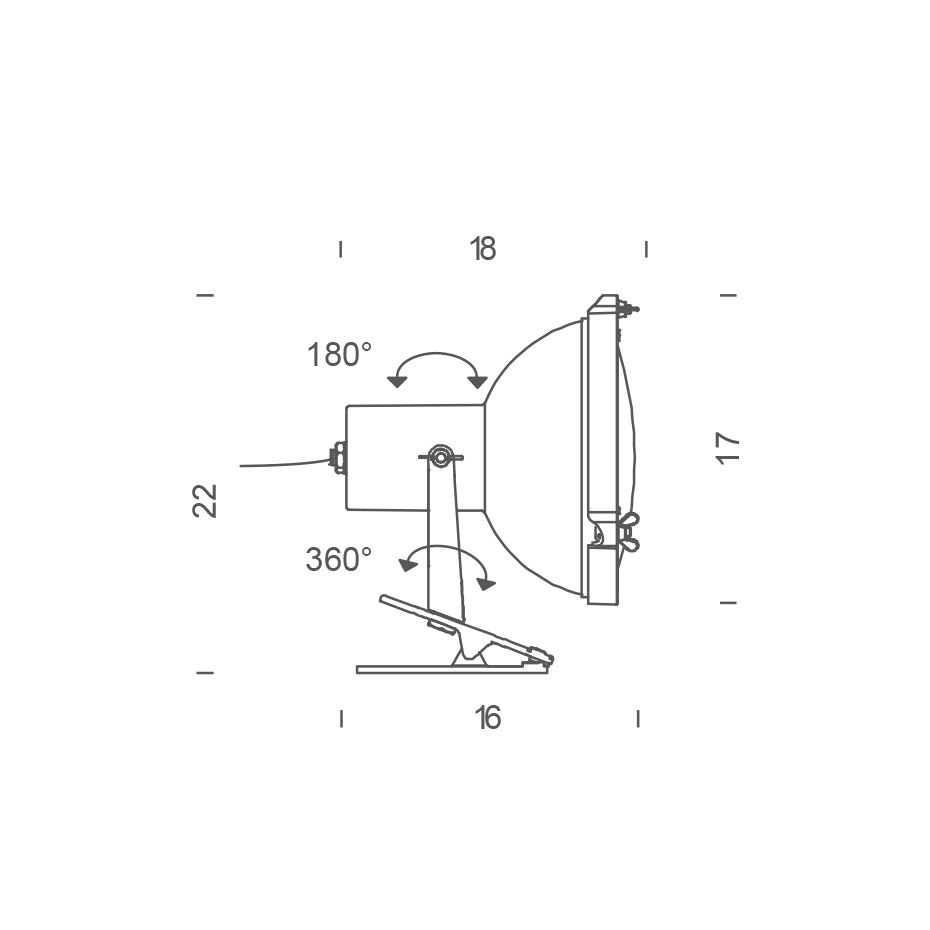 Projecteur 165 Klämlampa Moka