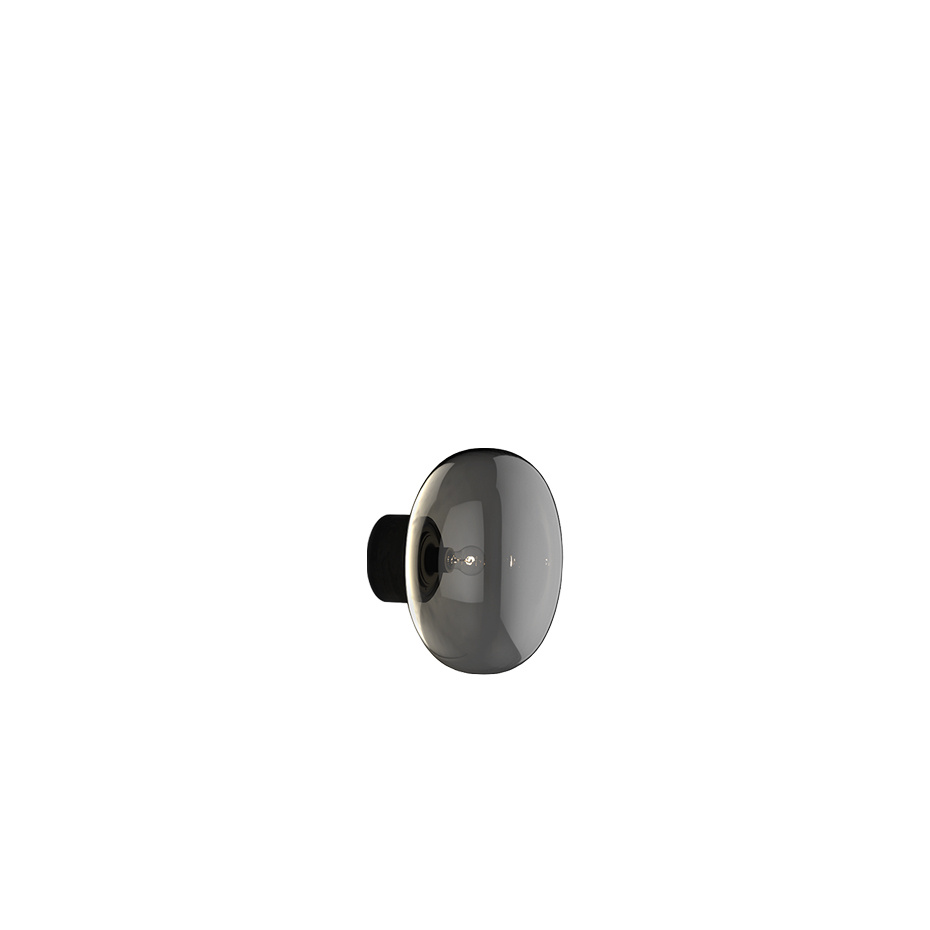 Karl-Johan Vägglampa Black Stained Oak/Smoked Glass