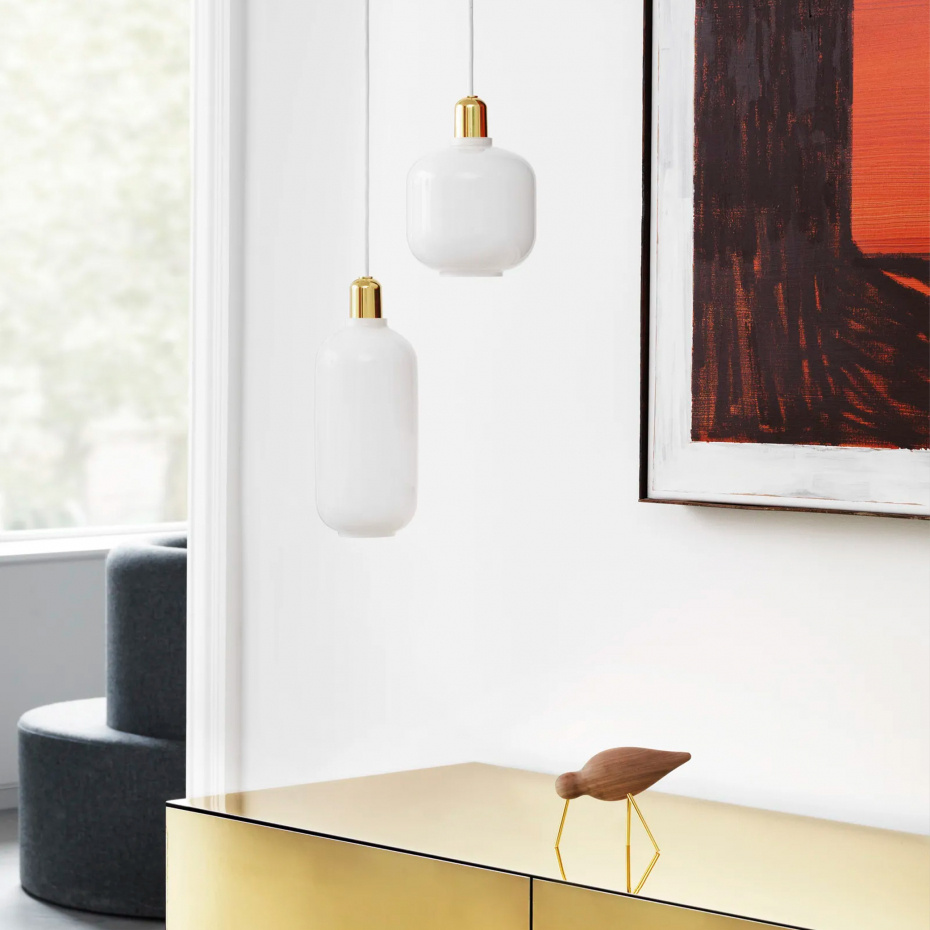 Amp Pendel Small White/Brass