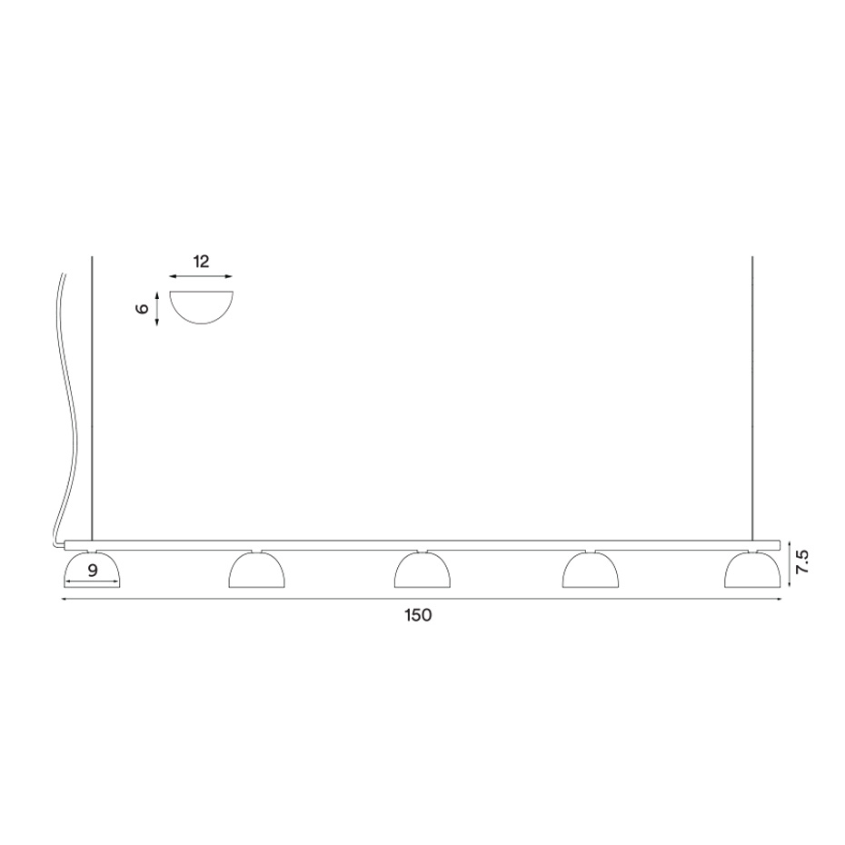 Blush Rail 5 Pendel Matt Black